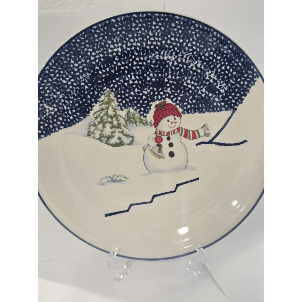 Thomson Pottery Snowman Dinner Plates 10